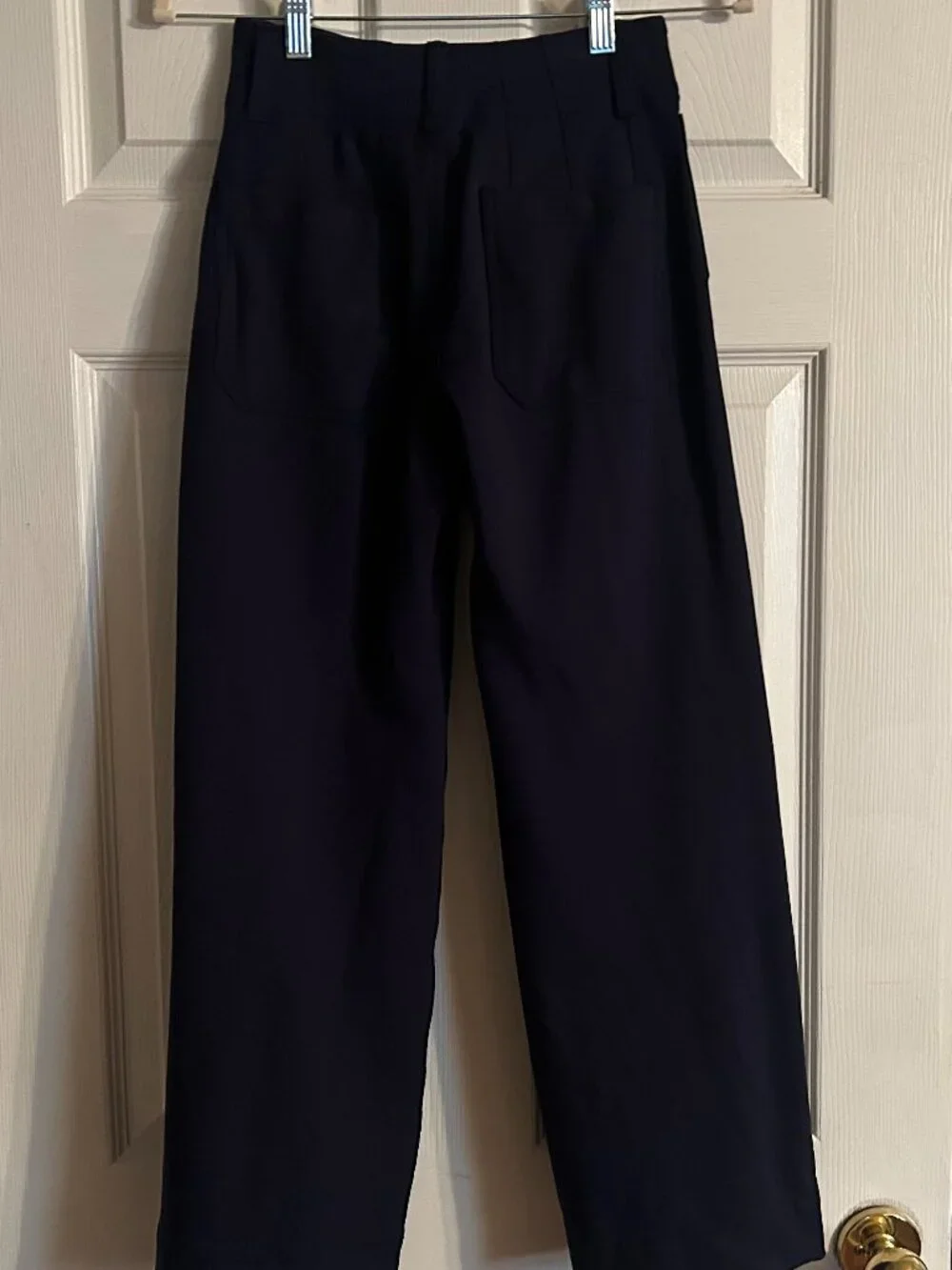 ✨ Anthropologie Maeve The Colette Knit Wide-Leg Cropped Pants in Navy - Picture 4 of 8